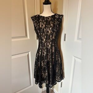 Elegant Black Lace high neck sleeveless Dress
